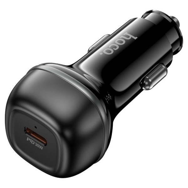 Hoco Rank PD30W USB-C / Type-C Single Port Car Charger, Black - Z58