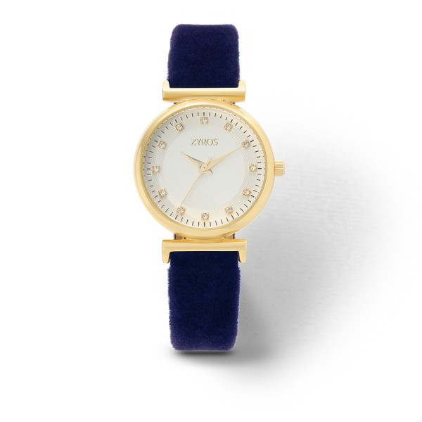 Zyros White Dial Velvet Strap Watch for Women - ZAV008L010511