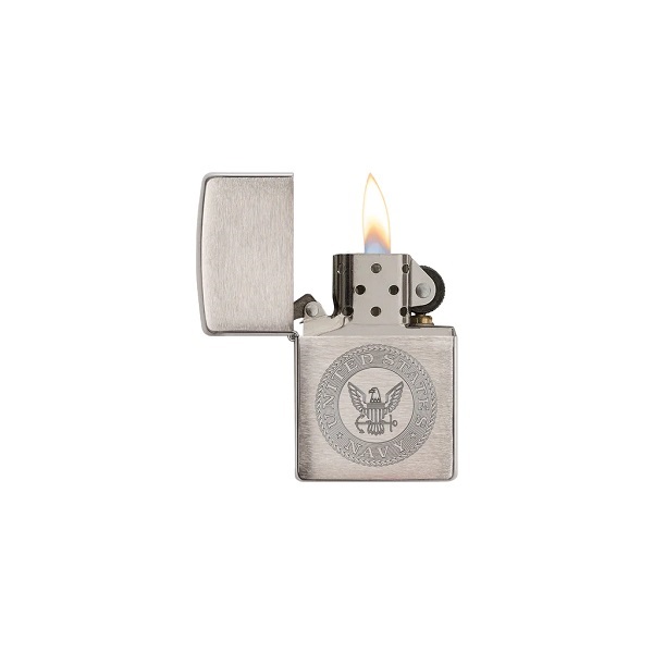  Zippo US Navy Crest Lighter in Brushed Chrome ZP 29385