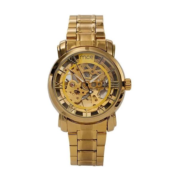 MCE Unisex Golden Steel Automatic Watch