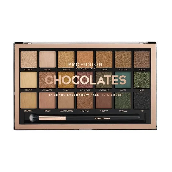 PROFUSION CHOCOLATES 21-Shade Eye Shadow Palette & Brush - 1960-6BDSP