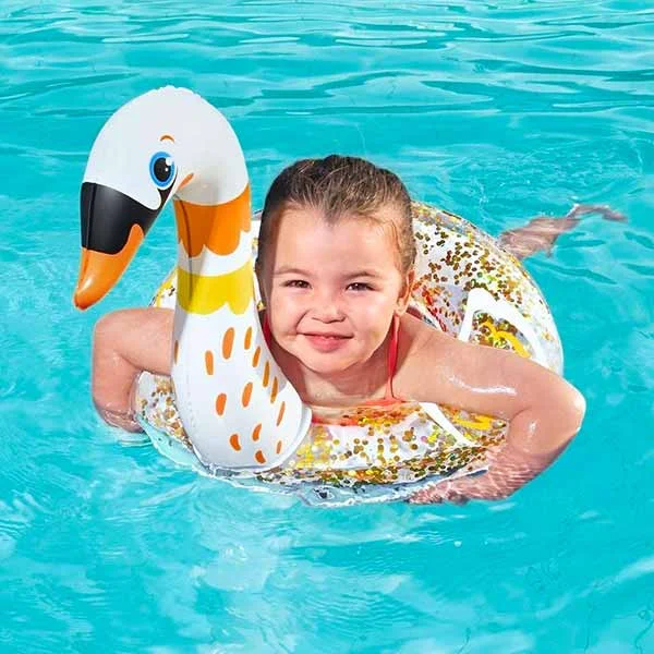 BESTWAY Shimmer N&rsquo; Float Swan Swim Ring 61cm x 61cm - 36306-W