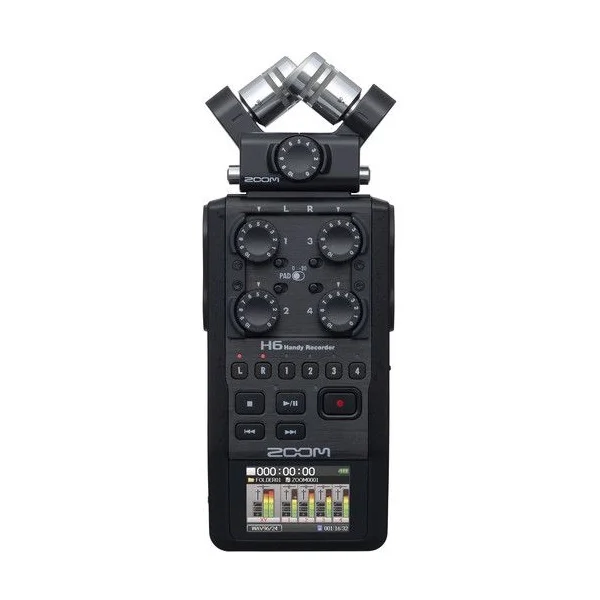 Zoom H6 All Black 6-Input / 6-Track Portable Handy Recorder with Single Mic Capsule