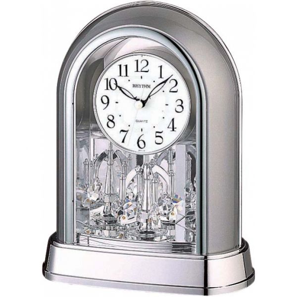Rhythm Contemporary Motion Table Clock, Silver - 4SG696WR19
