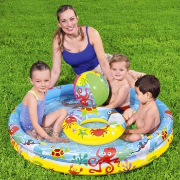 BESTWAY Play Pool 3-in-1 Set, 1.22m x 20cm - 51124 BESTWAY Play Pool 3-in-1 Set, 1.22m x 20cm - 51124