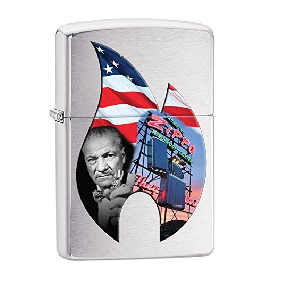 Zippo Founder Collage Coated Brushed Chrome Lighter - ZP29075