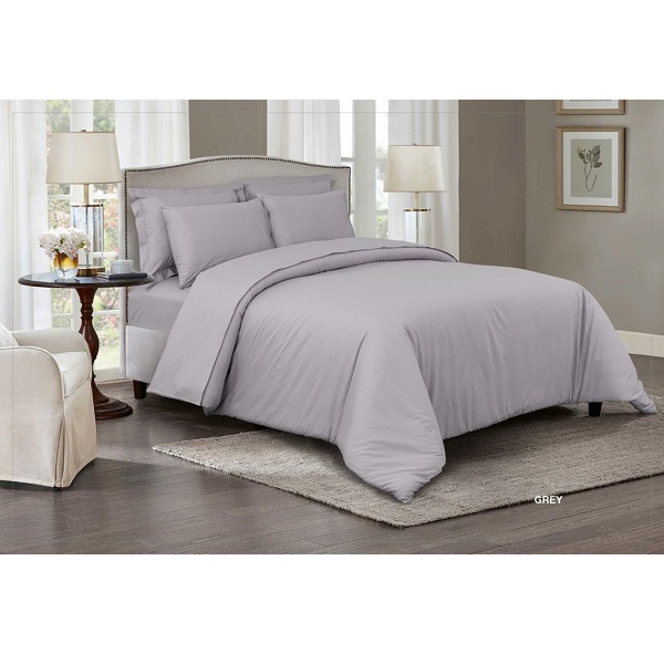 CANNON Plain Twin Comforter, Set of 3 Pieces, Grey - HT03128-GRY