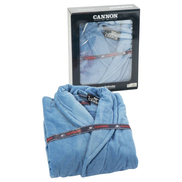Cannon Cotton Plain Bathrobe with Hood, M Size, Blue - CH05013-BLU-M