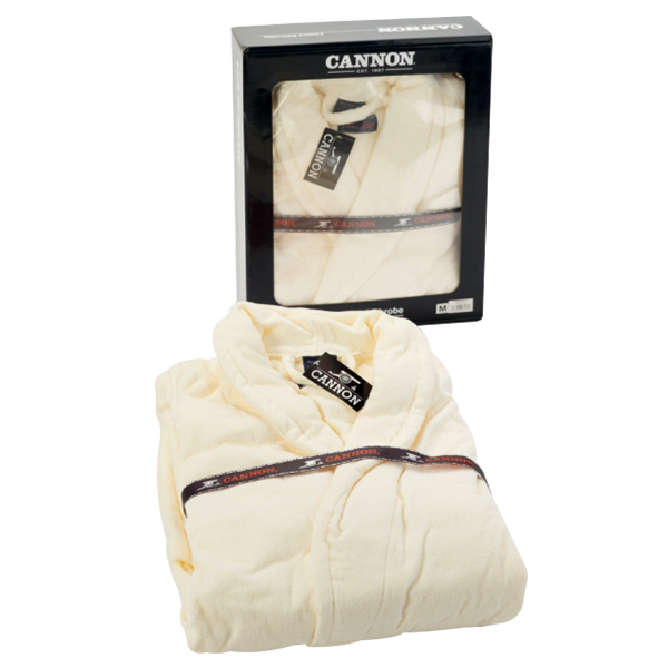 Cannon Cotton Plain Bathrobe with Hood, M Size, Cream - CH05013-CRM-M