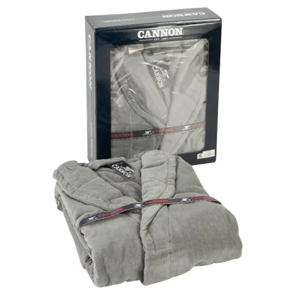 Cannon Cotton Plain Bathrobe with Hood, S Size, Grey - CH05013-GRY-S