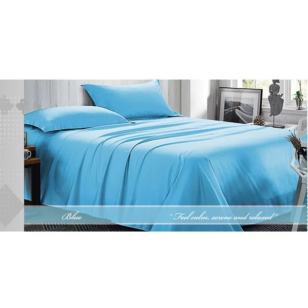 Fashion King Plain Duvet Cover Set of 4Pcs, Blue - CH02350-BLU