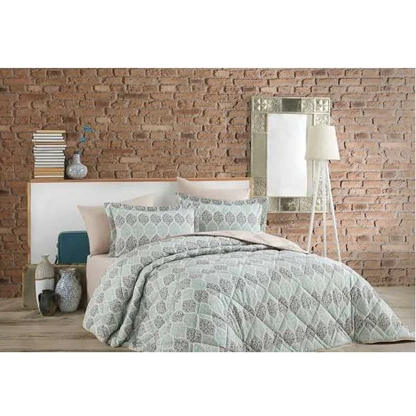 Artex Twin Printed Turkish Cotton Bedspread Set of 3Pcs, Rapsody Blue - TU02004-RAPBL