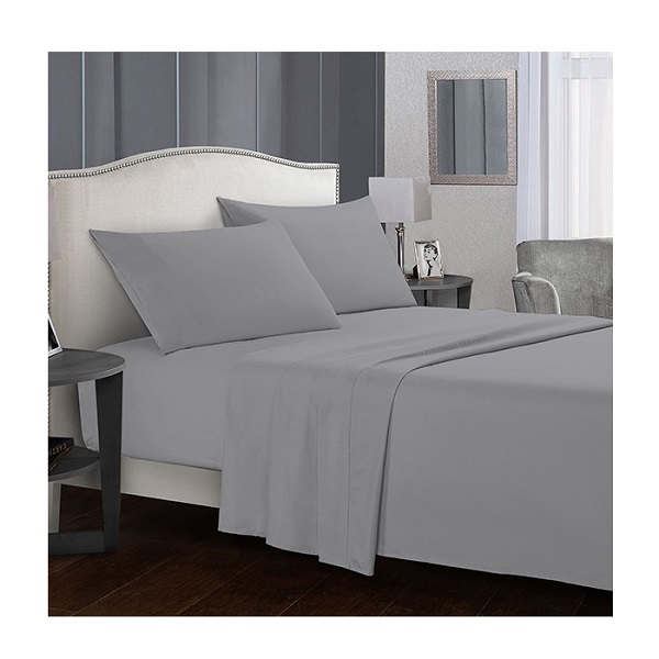 Fashion Fitted Plain Bed Sheet Set of 3Pcs, 200x200cm, Grey - CH02349-GRY