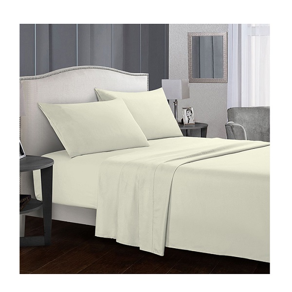 Fashion Fitted Plain Bed Sheet Set of 2Pcs, 100x200cm, Cream - CH02347-CRM