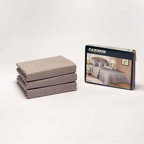 Cannon Queen Fitted Bed Sheet Set of 3 Pcs, Grey - HT02174-GRY