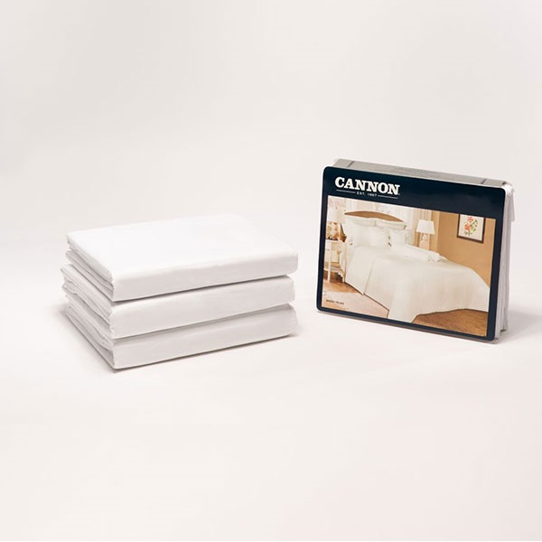 Cannon Queen Fitted Bed Sheet Set of 3 Pcs, White - HT02174-WHT