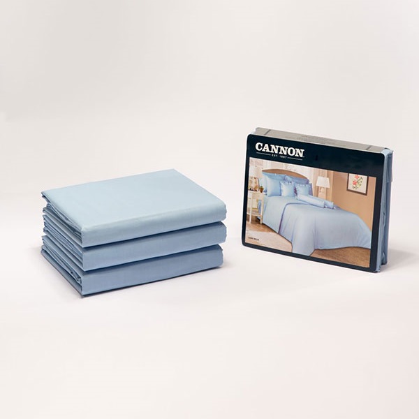 Cannon Single Flat Plain Bed Sheet Set of 2 Pcs, Blue - HT02157-BLU