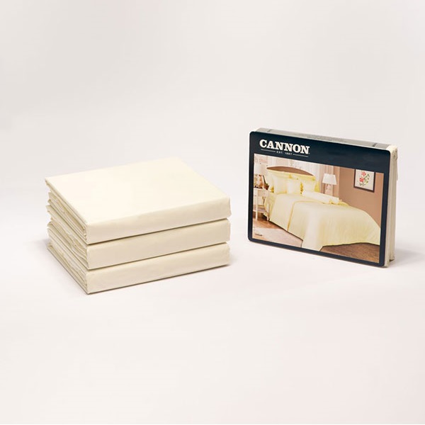 Cannon Single Flat Plain Bed Sheet Set of 2 Pcs, Cream - HT02157-CRM