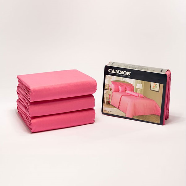 Cannon Single Flat Plain Bed Sheet Set of 2 Pcs, Pink - HT02157-PNK