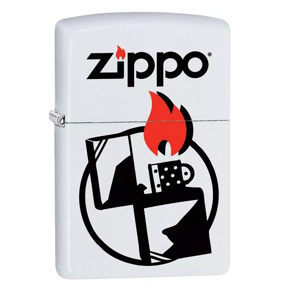 Zippo Logo with Lighter on fire Design - ZP29194