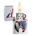 Zippo Founder Collage Coated Brushed Chrome Lighter - ZP29075