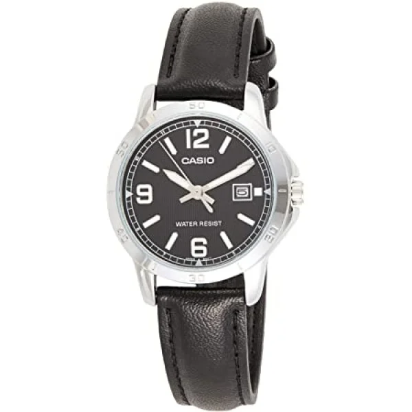 Casio Black Leather Analog Women's Watch - LTP-V004L-1BUDF