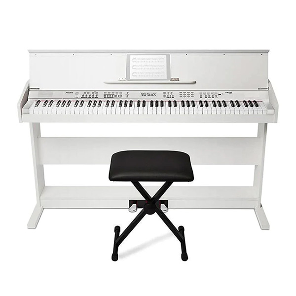 ALESIS VIRTUE 88-Key Digital Piano with Bench, White - A-VIRTUE-WHT