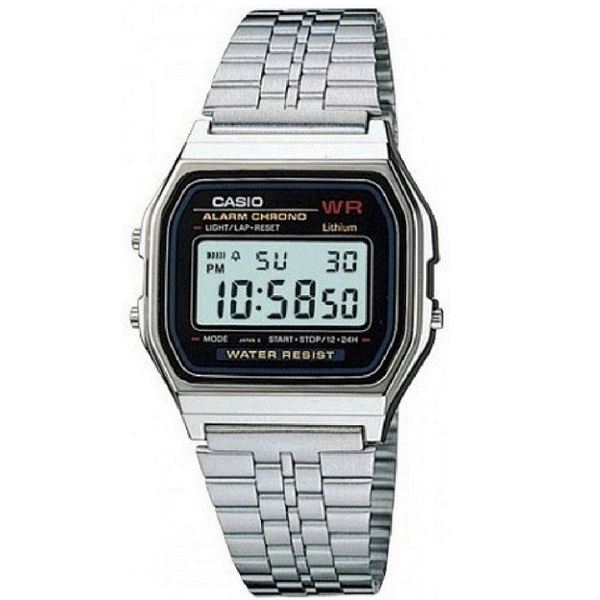 CASIO Classic Black Dial Stainless Steel Strap Unisex Watch - A159WA-N1DF