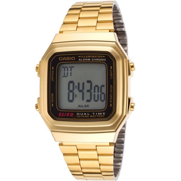 Casio Classic Men's Digital Dial Stainless Steel Band Watch - A178WGA-1ADF