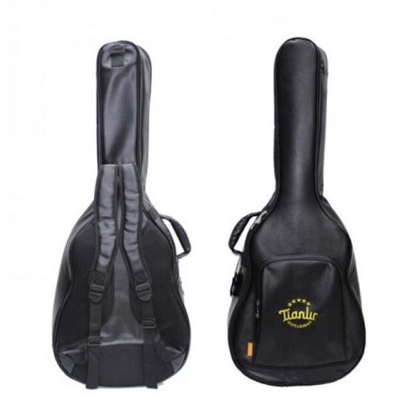 HEBIKUO High Quality Leather Guitar Bag, Black - A18 BLACK