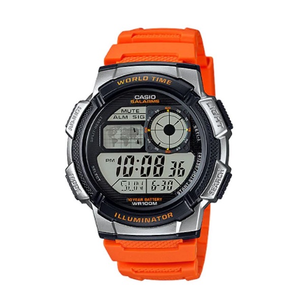 Casio Youth Digital Orange Strap Watch - AE-1000W-4BVDF