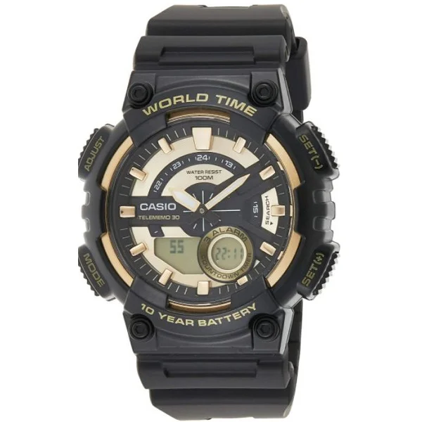Casio Youth Combination Analog Digital Gold Dial Men's Watch - AEQ-110BW-9AVDF