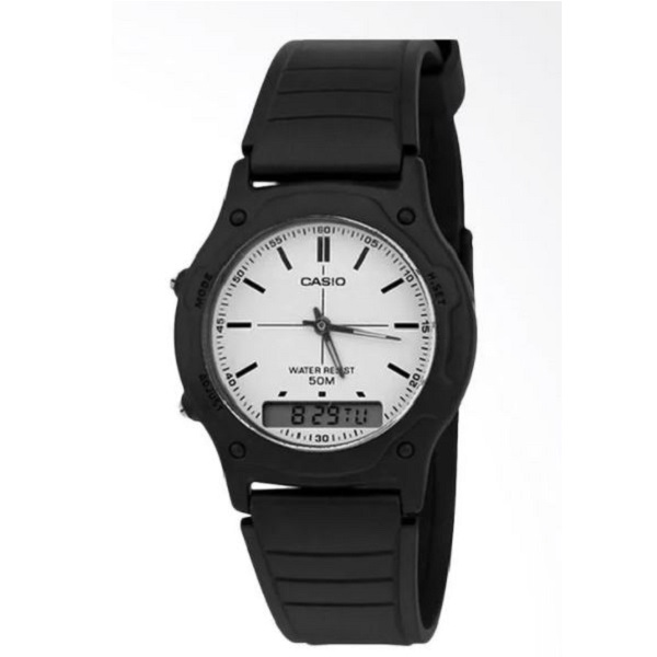 Casio Men Ana-Digi White Dial Resin Strap Watch AW-49H-7EVDF