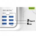 Belking 6 Port USB Hub With 4 Power Socket, White - BK 3605