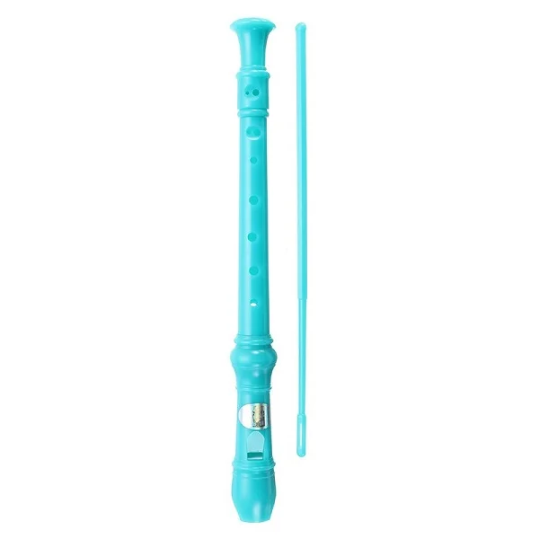 SWAN Soprano Recorder, 8-Hole Plastic Flute with Cleaning Rod For Beginners, Blue - SW-8KT-BLUE