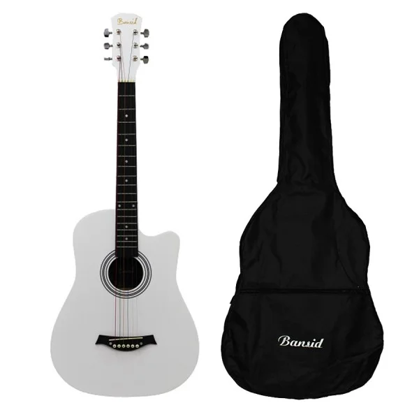 BANSID Basswood 38&rdquo; Acoustic Guitar For Beginners, White - BY-38C-WHITE
