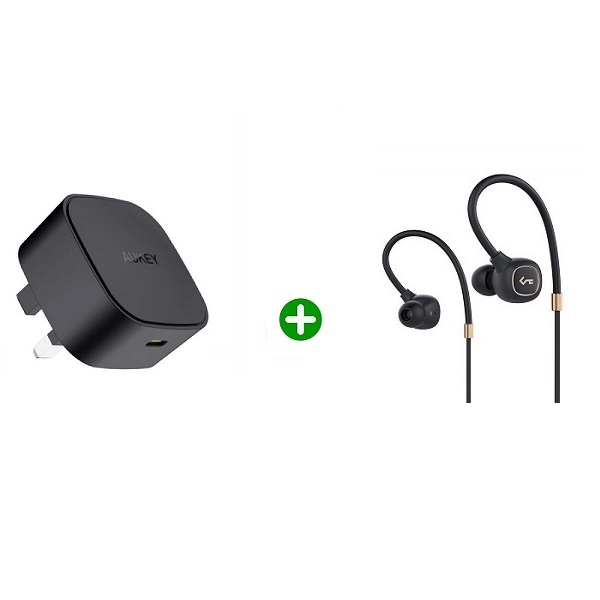 Bundle of 2 Aukey Bluetooth Wireless Earbuds with 20W Single Port Charger