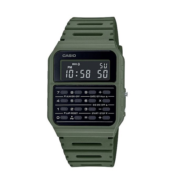 Casio Vintage Data Bank Green Band Digital Watch for Unisex - CA-53WF-3BDF