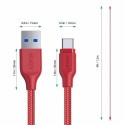 Aukey Braided Nylon USB 3.1 USB A To USB C Cable 1.2 meter, Red - CB-AC1 RD