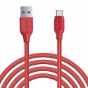 Aukey Braided Nylon USB 3.1 USB A To USB C Cable 2 meter, Red - CB-AC2 RD