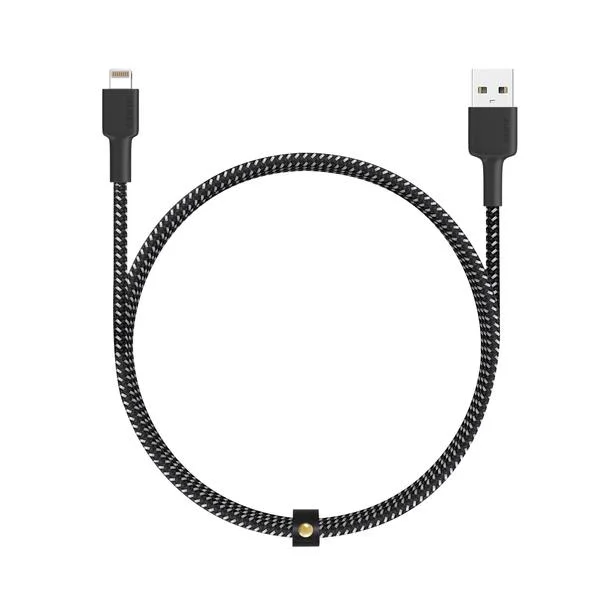 Aukey Braided Nylon MFI Lightning Cable - Sync & Charge 1.2 meter, Black - CB-BAL3 BK
