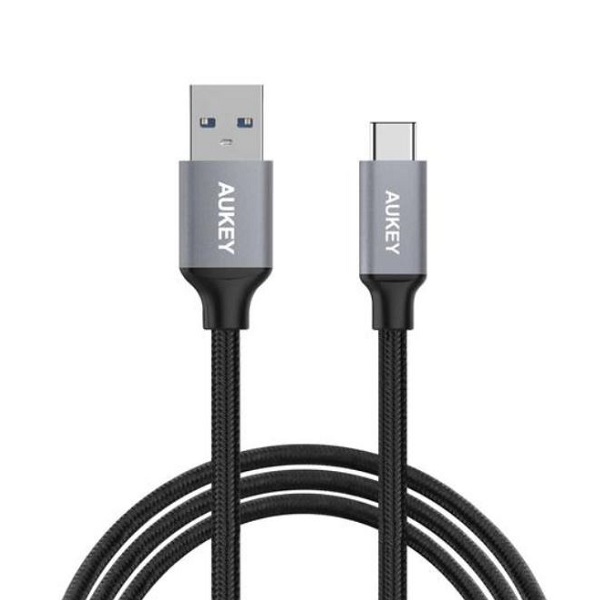 Aukey Braided Nylon 2m USB3.1 Gen1 C to USB C 60W 1.2 meter, Black - CB-CD20 BK