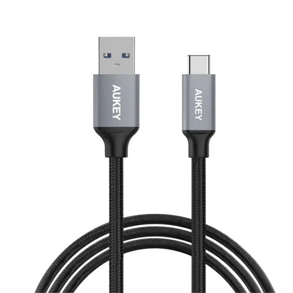 Aukey Braided Nylon USB 3.0 to USB-C Cable 2 meter, Black - CB-CD3 BK