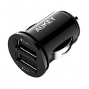 Aukey 24W Duo-port Ultra Small Car Charger, Black - CC-S1 BK
