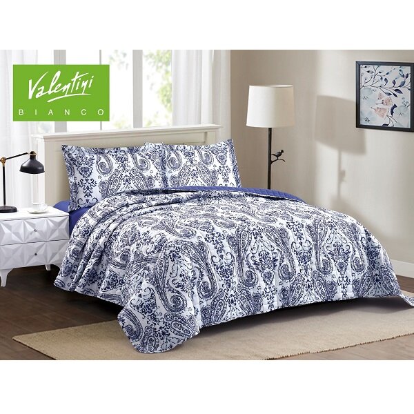 Valentini Twin Printed Flannel Bedspread with Bedsheet 3Pcs-TR-3015