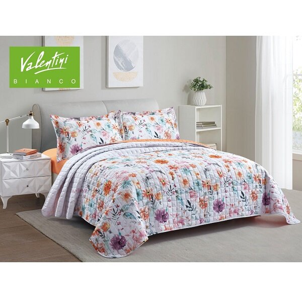 Valentini Twin Printed Flannel Bedspread with Bedsheet 3Pcs-TR-3019