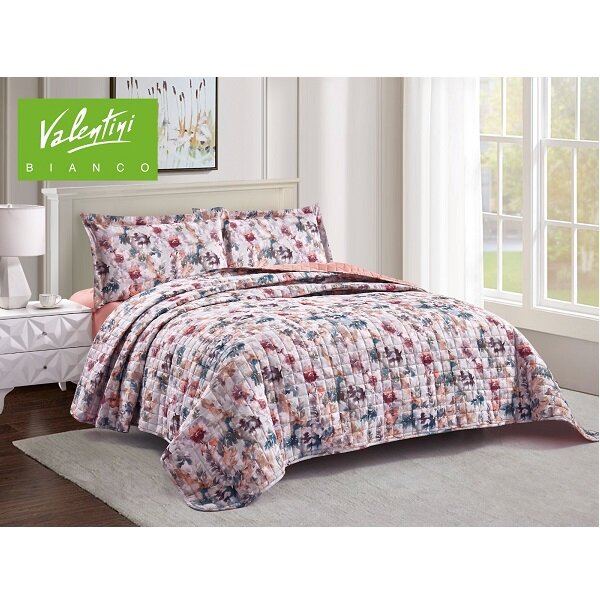 Valentini Twin Printed Flannel Bedspread with Bedsheet 3Pcs-TR-3092