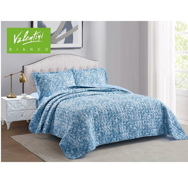 Valentini Twin Printed Flannel Bedspread with Bedsheet 3Pcs-TR-3116-2