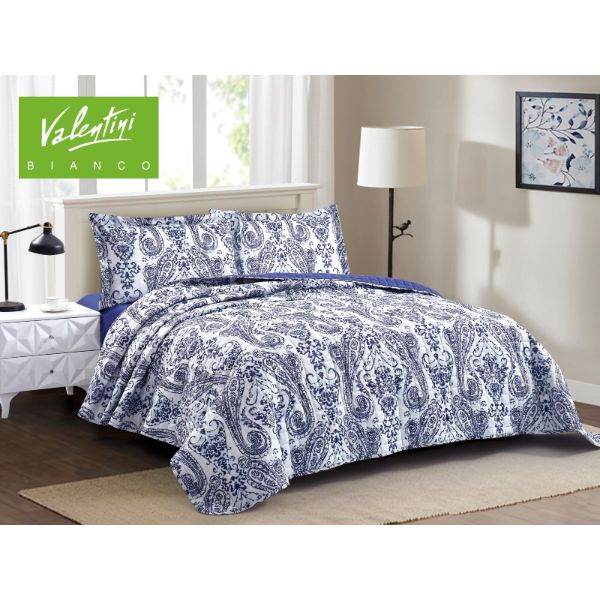 Valentini King Printed Flannel Bedspread with Bedsheet 4Pcs-TR-3015