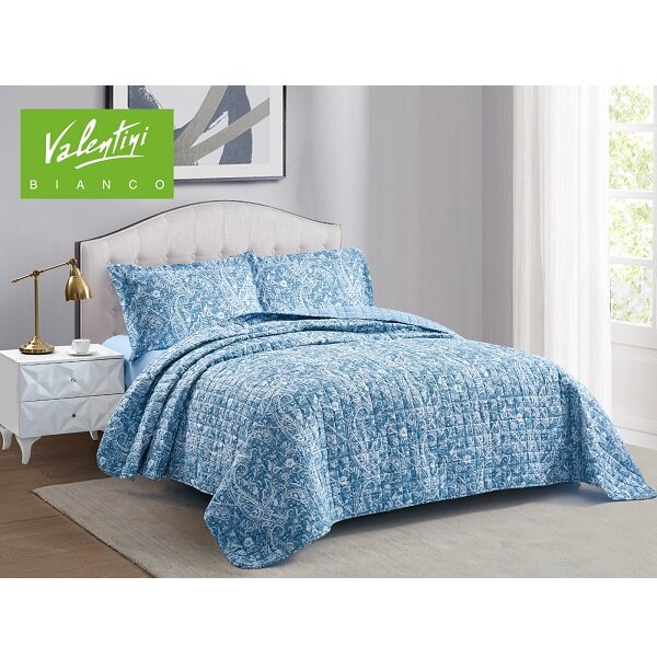 Valentini King Printed Flannel Bedspread with Bedsheet 4Pcs-TR-3116-2